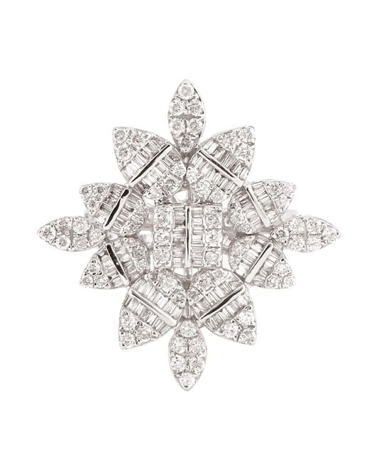 Artisan White Diamond Floral Cluster Statement Ring