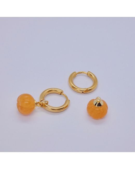 VALERIE CHIC Orange Pumpkin Aventurine Earrings 18K