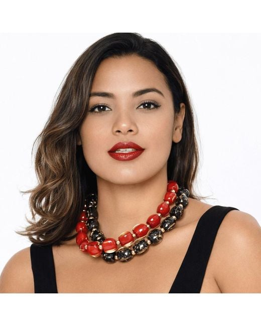 Gold & Honey Blue Beaded Lucite Necklace For After Hours