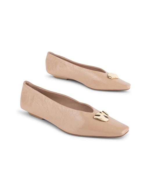 INTENTIONALLY ______ Natural Celda Crinkle Patent Flat-Neutrals