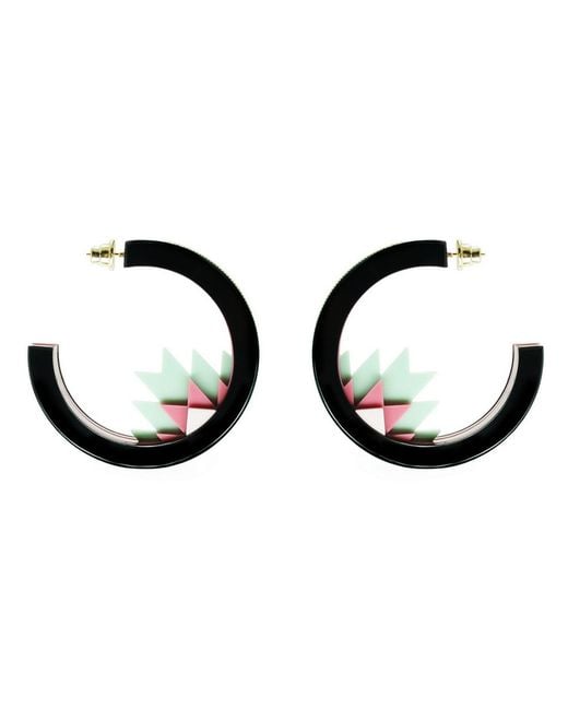 Gissa Bicalho Multicolor Handmade Acrylic Earring Hoops Kuntur Green
