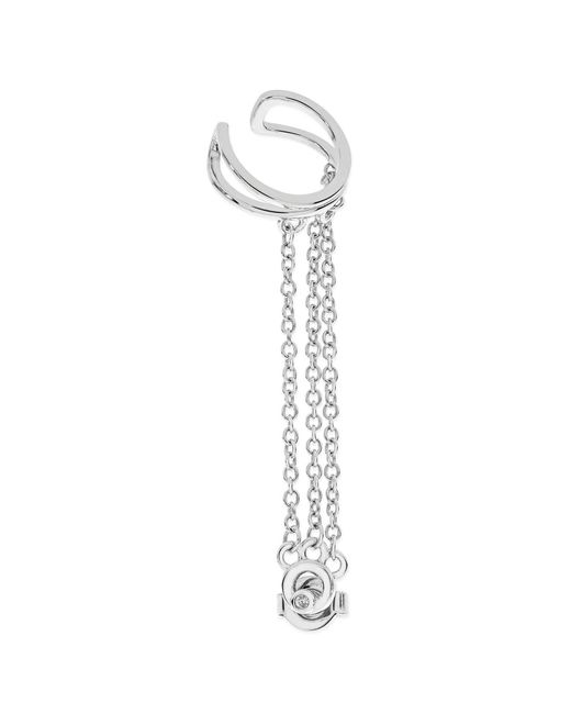 Lucy Quartermaine Metallic Solid Sterling Art Deco Cuff And Stud With Chain
