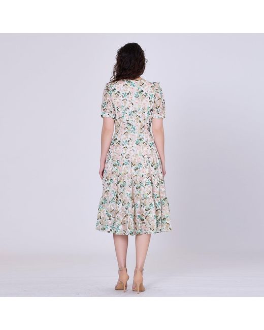 Smart and Joy Natural Neutrals Flower Print Tea Dress