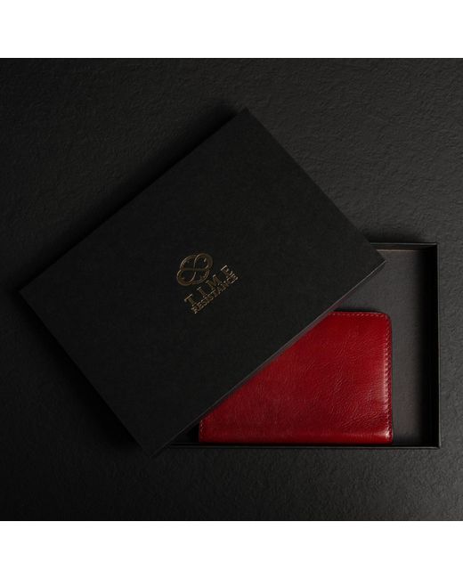 Time Resistance Red Small Leather Passport Holder For