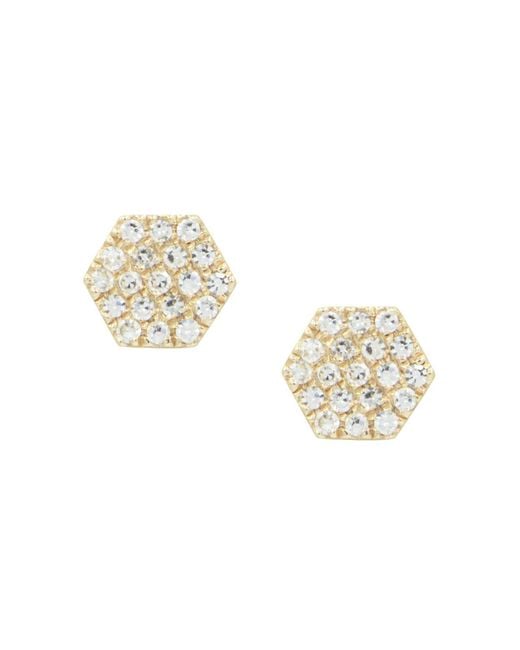 KAMARIA Metallic Diamond Hex Stud Earrings