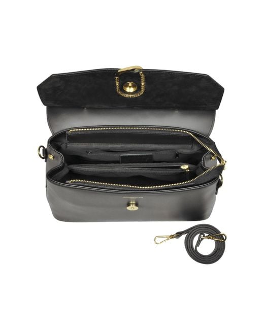 Le Parmentier Black Thais Suede & Leather Satchel Bag