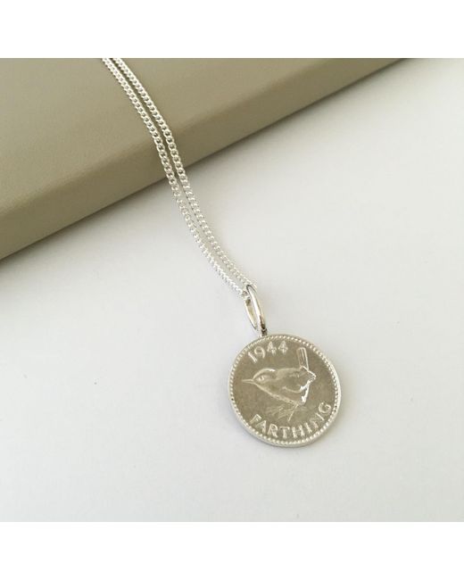 Katie Mullally Metallic English Farthing Coin Charm And Chain for men