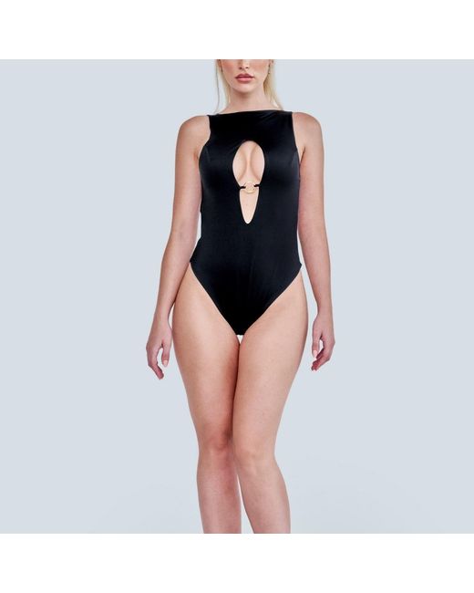 ANTONINIAS Black Venetia One-piece Swimsuit With Cut-out Detailing In