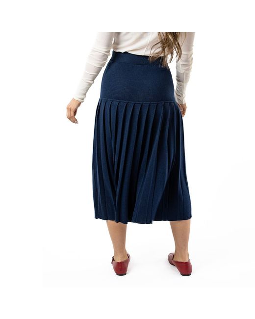 Zenzee Blue Silk Cashmere Pleated Skirt