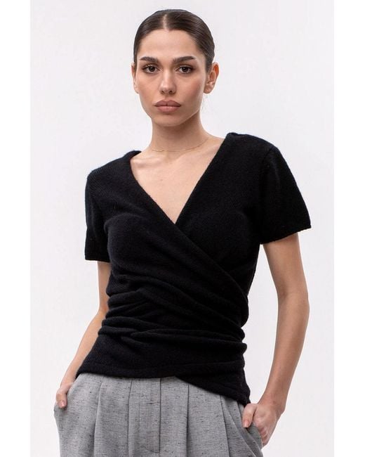 Maison Bogomil Black Soft Knit Wrapped Blouse