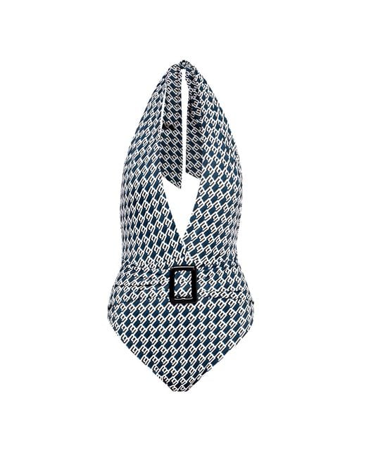 Kikki-G Swimwear Blue Nada Swimsuit Kg Logo Print