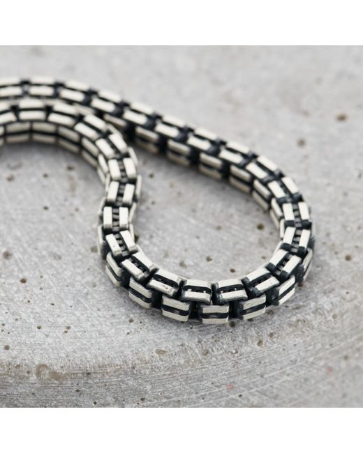 Posh Totty Designs Black Sterling Box Chain Bracelet for men