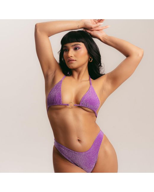 Patti Jane Swim Purple Farrah's Sparkle Triangle Disco Bikini Top