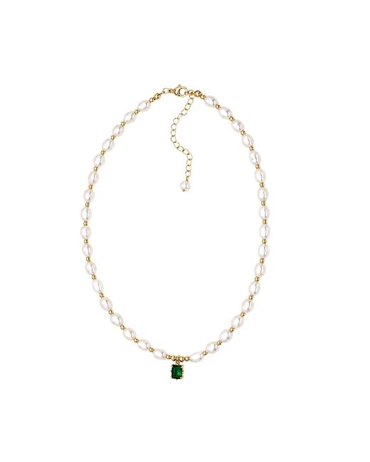 Uchi and Soto Metallic Shinju Pearl Necklace With Stone