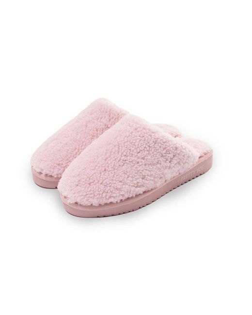 Pretty You London Pink Sheepskin Mule Slipper Jude In Rose