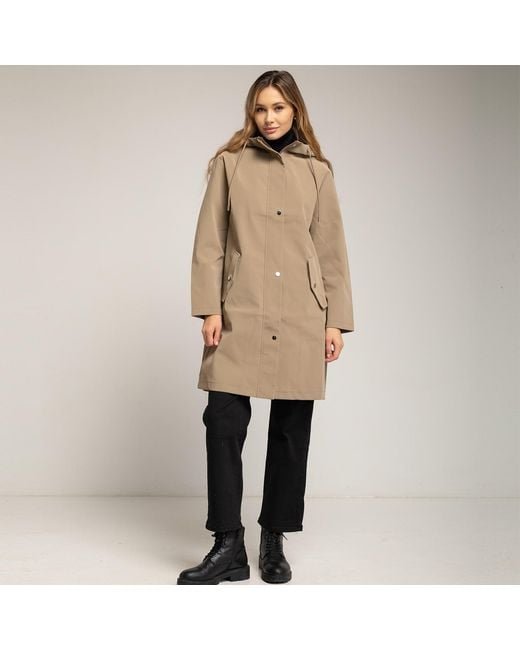 Tantra Spain Sl Natural Neutrals Waterproof Coat With Hood And Clip Closure