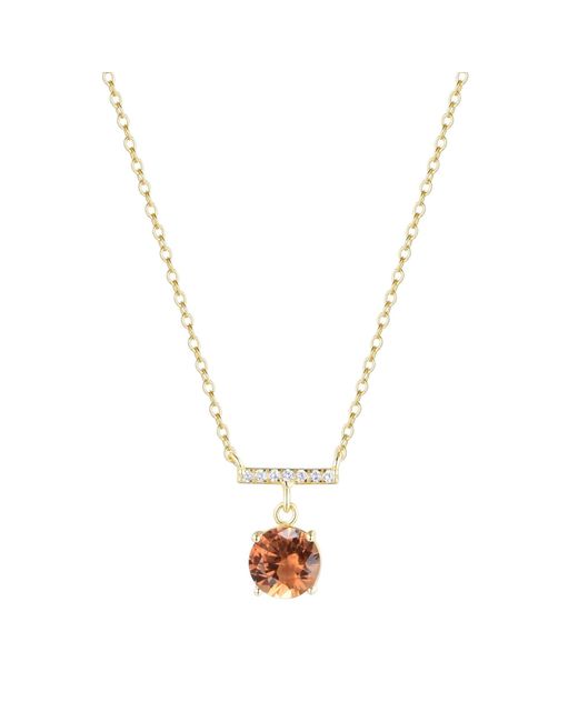 KAMARIA Metallic Birthstone Solitaire & Crystal Bar Necklace