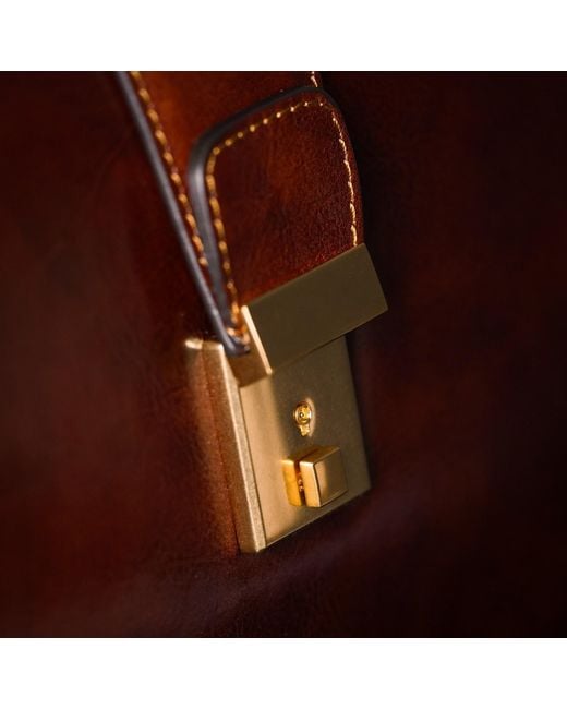 Time Resistance Brown Large Leather Briefcase for men
