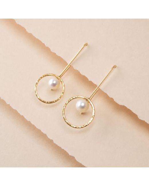 Silver Moon Metallic Around The Moon-Plated Sterling Pearl Earrings