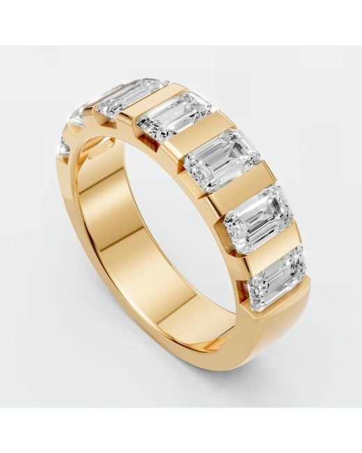Aya Fine Jewelry Metallic Emerald Cut Lab Diamond Stackable Eternity Wedding Band Ring
