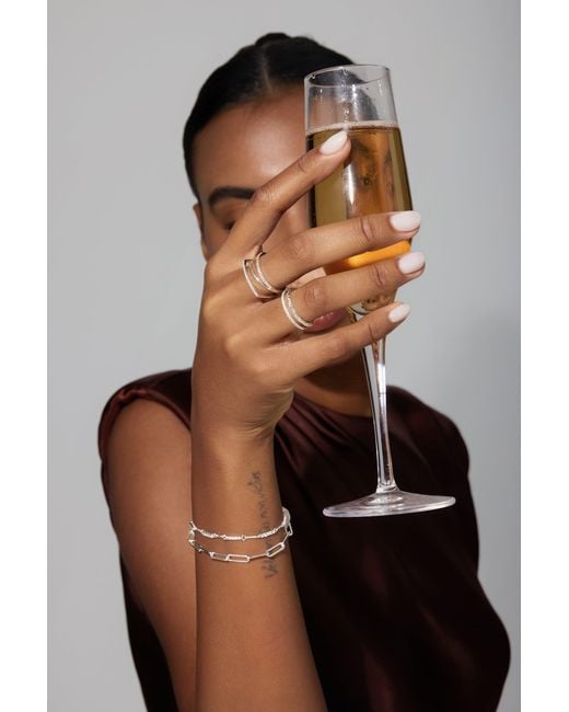 Vanhi White Molten Crystal Double Band Ring