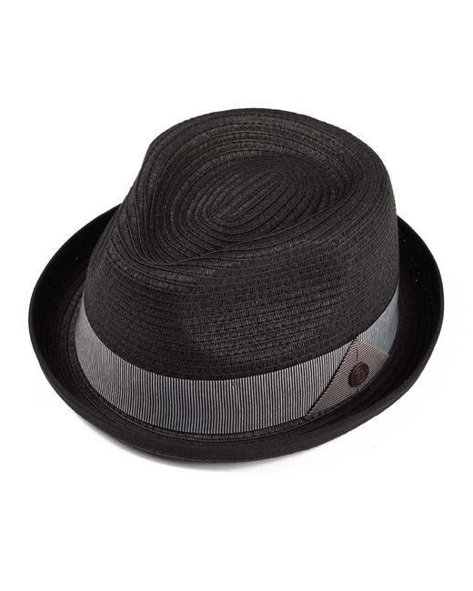 Dasmarca Hats Black Dasmarca Andy Short Brim Trilby Retro Summer Skimpy Brim Straw Braided Hat for men