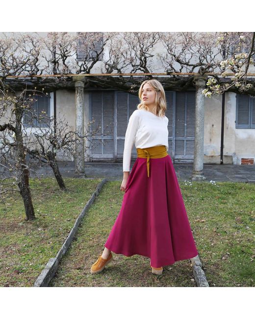 Teodora Milano Purple Taormina Silk Long Skirt