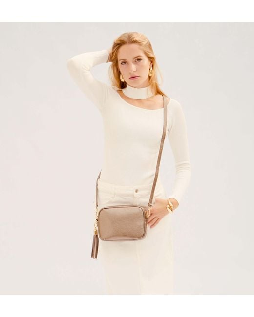 Apatchy London Natural The Tassel Bronze Leather Crossbody Bag