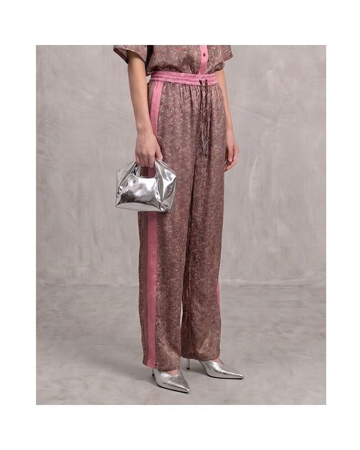 Monzlapur New York Brown Rose Paisley Motif Pant With Stripe