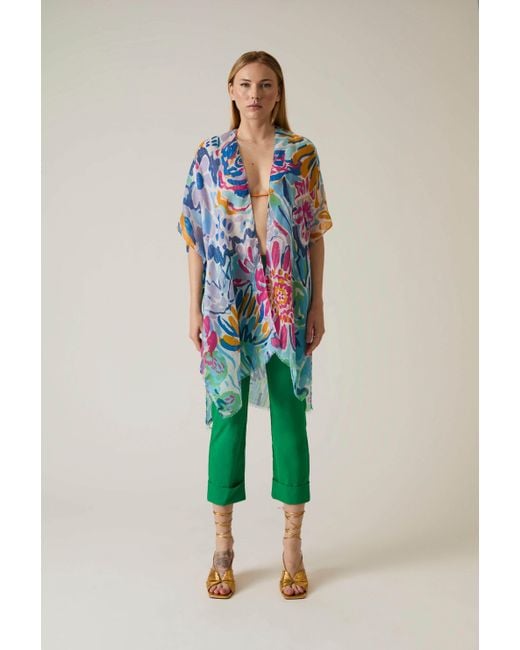 James Lakeland Blue Floral Fantasy Kaftan