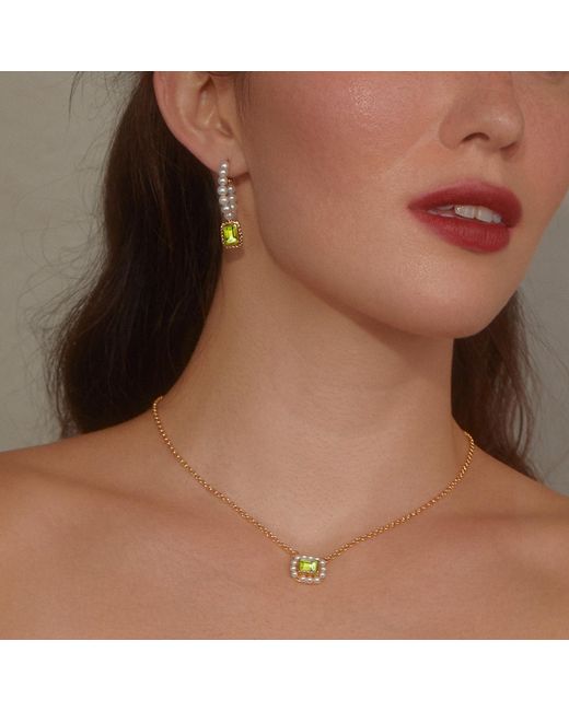Vintouch Italy Metallic Luccichio Peridot And Pearl Necklace