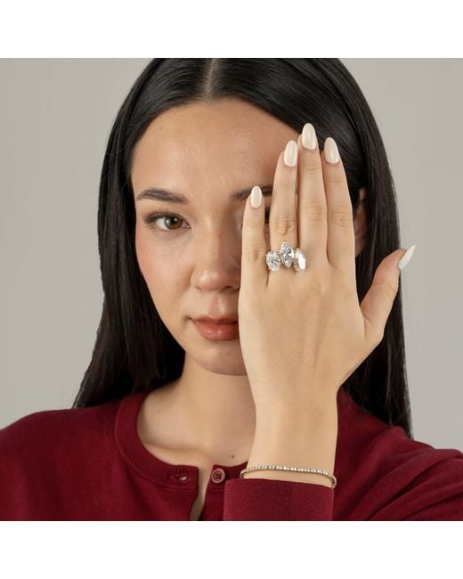 Diamonbliss Metallic Five Carats Oval Cut Solitaire Cocktail Ring