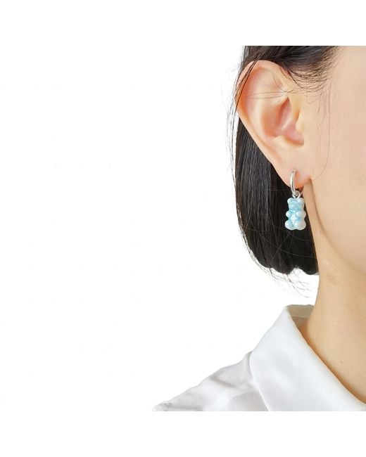 POPORCELAIN Blue Baby Porcelain Gummy Bear Earrings, Tone