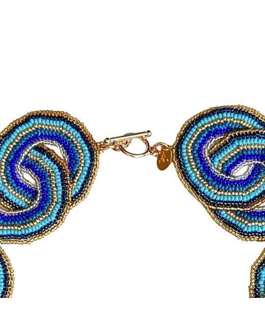 Iliana Arrazola Blue Crisscrossed Circle Necklace