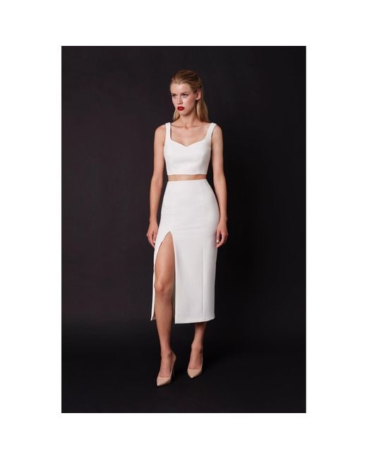 Nomi Fame White Noara Skirt With A Slit