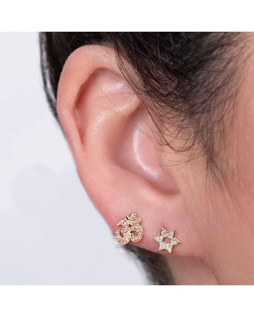 Maya Brenner Metallic Pavé Charm Stud