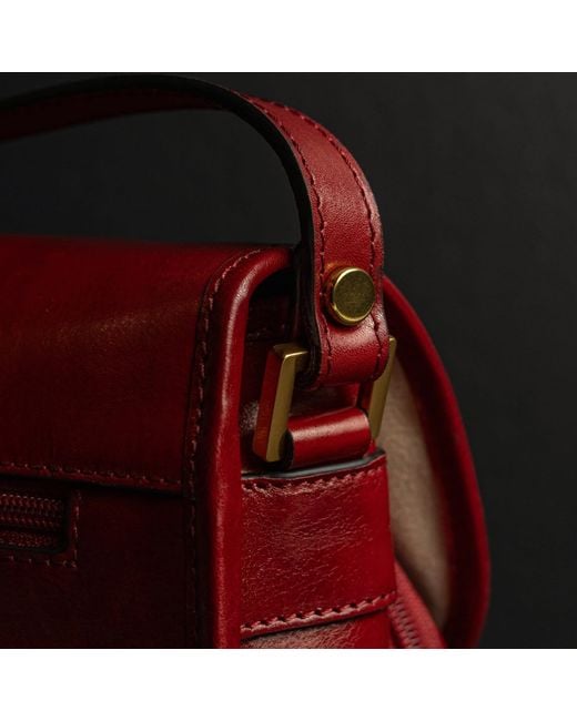 Time Resistance Red Leather Saddle Bag