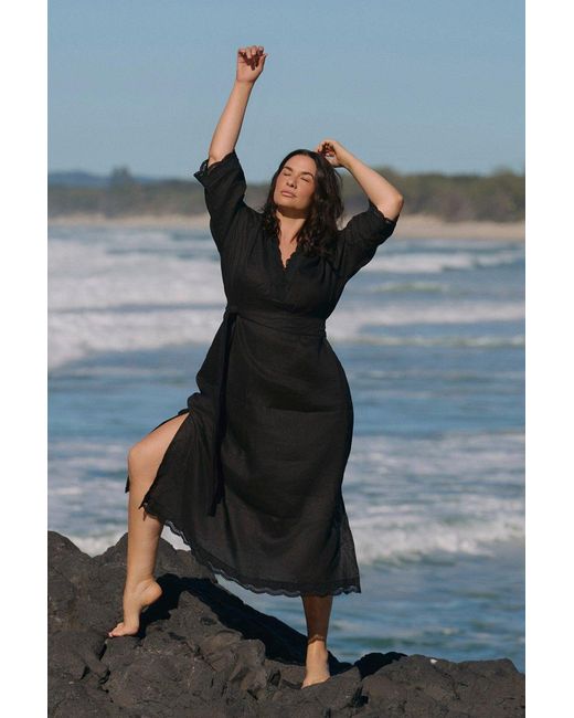 Adrift Clothing Black Tia Linen Tunic Dress