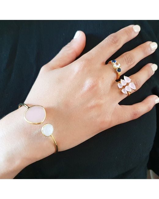 Harfi Metallic Vermeil & Chalcedony Gemstone Crystal Bracelet