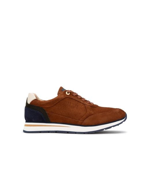 Ilvi Brown Renat Saddle--Khaki Split Suede Leather Sneaker for men