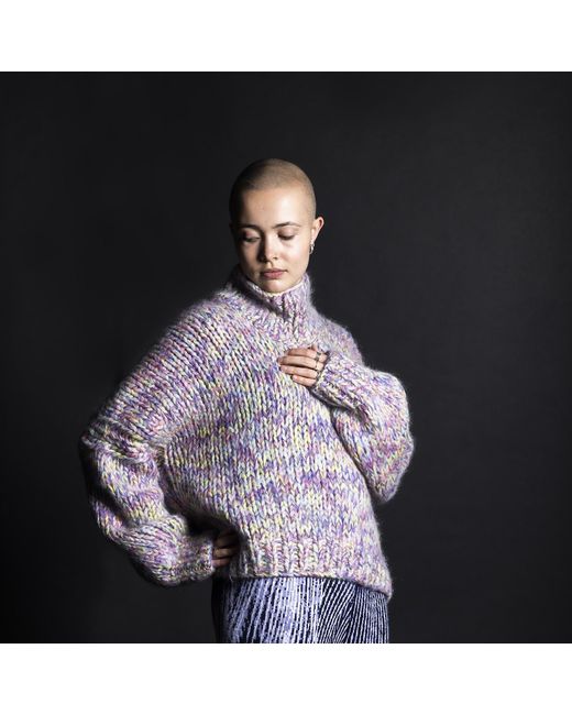 Essien & Emre Purple Viride Wool Mohair Hand Knit Jumper Haze