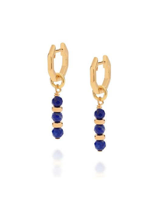 Nellou Jewellery Metallic Linear Huggie Birthstone Earrings September Plated Sterling