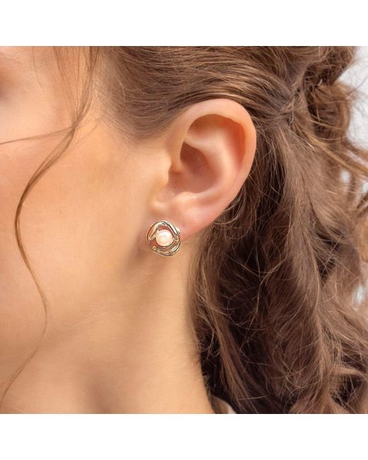 Isla Silver Metallic Freshwater Pearl Stud Earrings