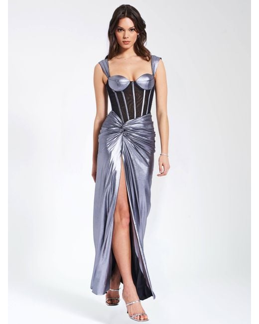 Miss Circle New York Odessa Metallic Corset Maxi Dress