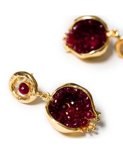 Kybele Studio Metallic Pomegranate Earrings With Jade Accents