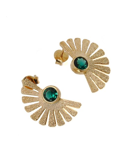 Ebru Jewelry Metallic Sterling Plated Jade Gemstone Cleopatra Earring