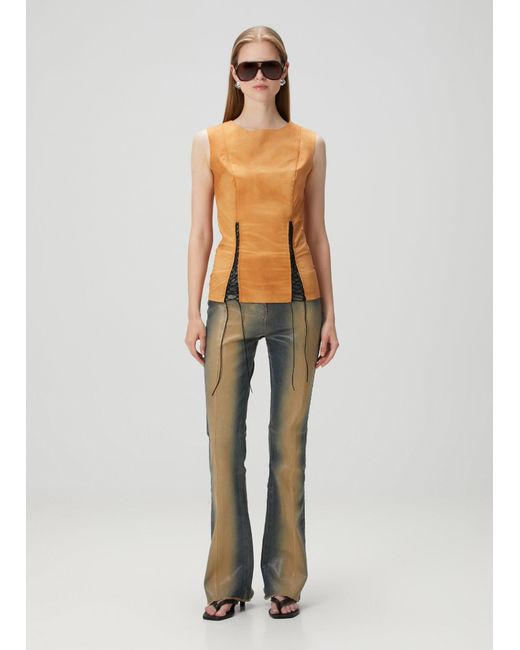 Pcfg Metallic Cotton Top With Slit Detail