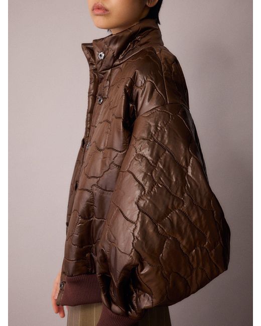 Amanda Thompson Couture Brown Ms K Bomber Jacket Quilting Chocolate