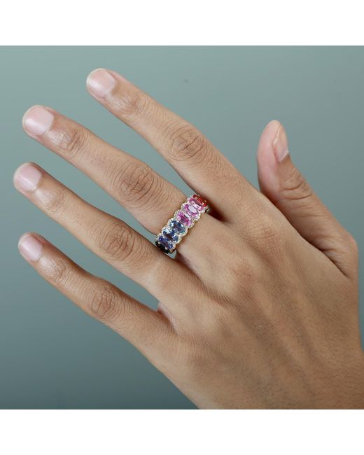 Artisan Orange Sapphire Oval Eternity Ring With Diamond