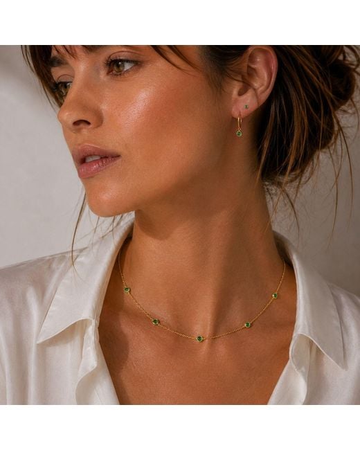 Lily Flo Jewellery Metallic Emerald Five Station Necklace